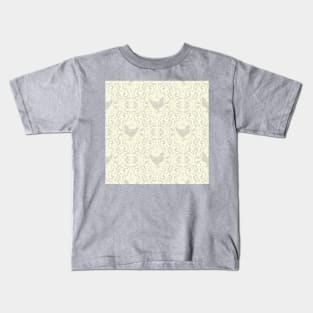 Taupe and Ivory Hen Damask Kids T-Shirt